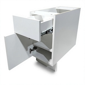 Ensemble de meubles de cuisine modulaires blancs modernes RTA, avec carcase en panneau mélaminé, étanche, pour appartement, avec robinet et charnières en quartz artificiel - Product Image 4