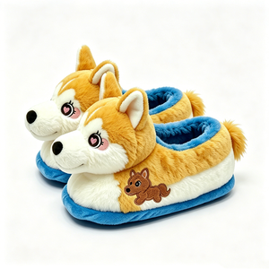Pantoufles en peluche Dragon personnalisées unisexes doublées de polaire doux avec design brodé et semelle rose pour les enfants de 3 ans et plus - Product Image 4