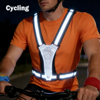 Gilet de sécurité réfléchissant LED rechargeable par USB coloré, vêtement en polyester, équipement de course, veste, sac de jogging réglable