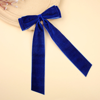 Nœuds de marin en velours à longue traîne pour filles, pinces à cheveux double couche en velours rouge pour Noël, nœuds d'hiver à longue traîne pour femmes