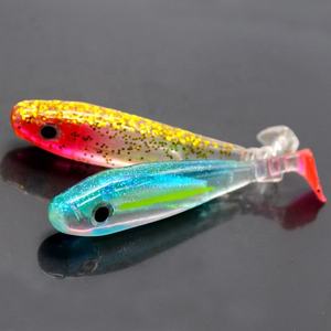 Señuelo de pesca de gusano de plástico blando al por mayor de fábrica, 5 colores, pie de pato, 60mm, 90mm, 120mm, pez de agua dulce, lubina, trucha, Océano, barco, pesca - Product Image 4