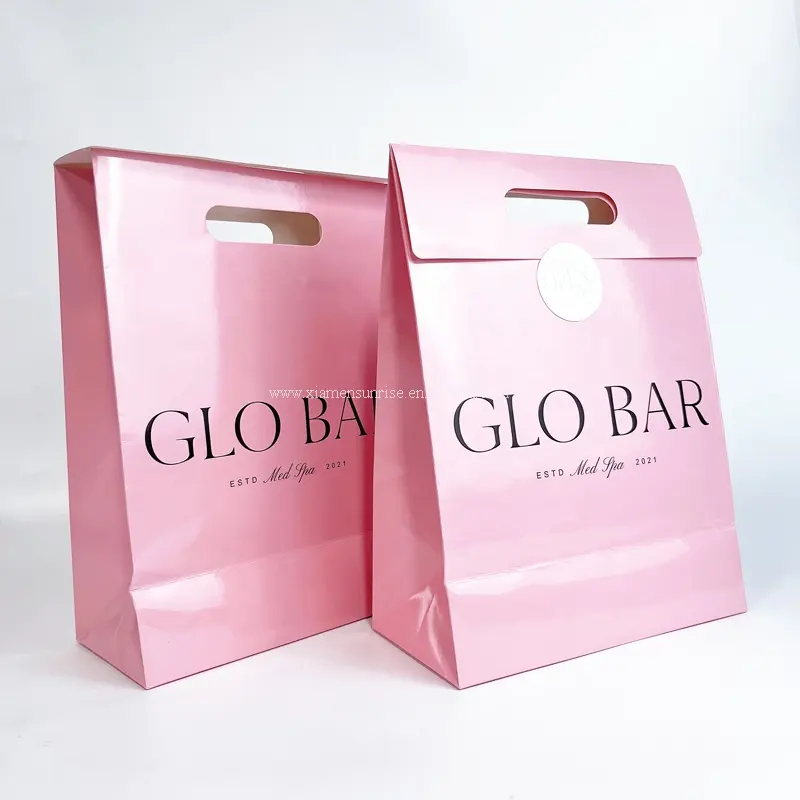 Custom Luxe Roze Zwart Wit Bruin Kraft Gift Winkelen Papieren Zakken Met Uw Eigen Logo