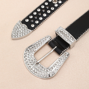 Offerta di Liquidazione: <span class=keywords><strong>Cintura</strong></span> Unisex di Tendenza <span class=keywords><strong>con</strong></span> Cristalli e Strass, Design di Lusso per Donne, Fibbia Western <span class=keywords><strong>con</strong></span> Borchie, in Pelle PU - Product Image 5