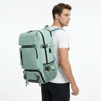 Sac à dos de voyage unisexe personnalisé, imperméable, pour ordinateur portable, grande capacité, avec port USB, sac de week-end avec compartiment sec/humide et poche à chaussures