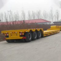 Semi-remorque surbaissée en acier Juyuan robuste à 3/4 essieux, 60-80 tonnes, avec suspension pneumatique