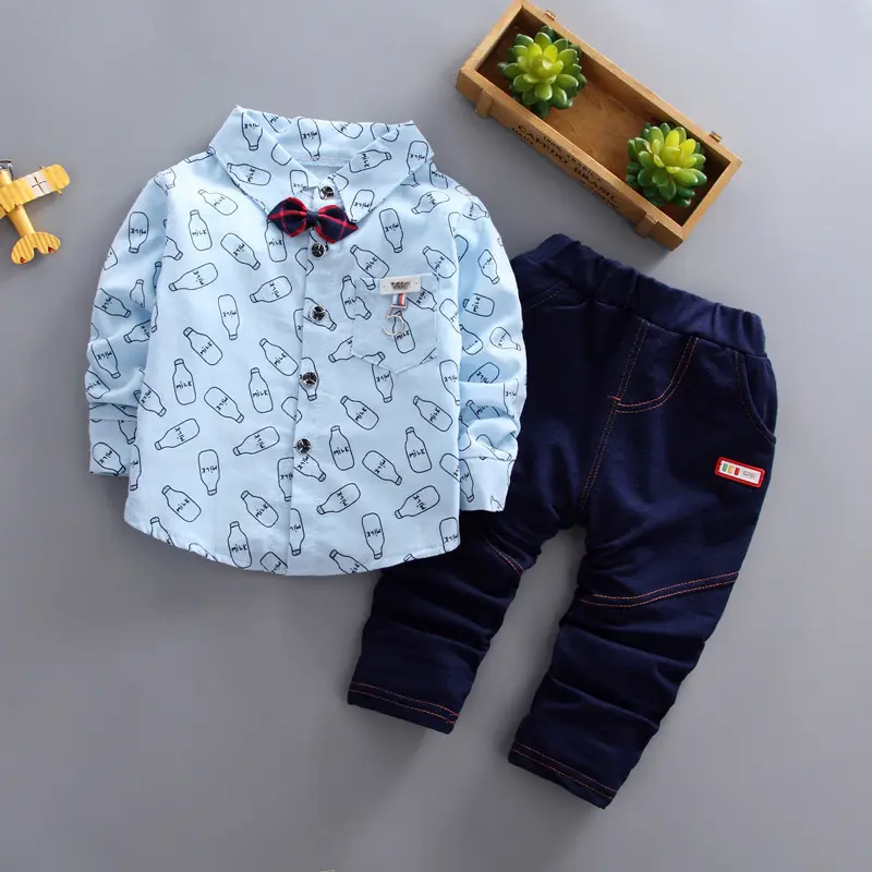 Alimentador de calças camisa conjunto infantil, roupas de moda para meninos para crianças de 3 a 4 anos