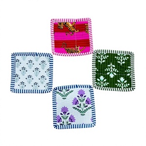Cotton Quilted Reversible Fabric <b>Coaster</b> Handmade Cotton Mug Mat <b>Heat</b> Resistant Drink <b>Coasters</b> for Coffee Tea Table Protection - Product Image 1