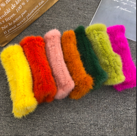 Gants en fourrure de vison véritable de haute qualité en gros femmes haut tendance mitaines chaudes hiver fourrure de vison demi doigt gant mitaines tricotées