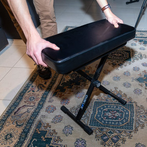 QUIK LOK BX/718 Portable Keyboard <b>Bench</b> Wide <b>Padded</b> Seat Double Steel Rail 6 Heights Max Load 135 Musical Instrument Accessories - Product Image 4