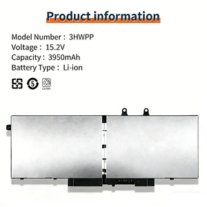 <span class=keywords><strong>แบตเตอรี่</strong></span>แล็ปท็อป3hwpp สำหรับ Dell Latitude 14 5401 5410 15.2V 3950mAh <span class=keywords><strong>แบตเตอรี่</strong></span>โน้ตบุ๊ก - Product Image 2