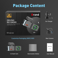 Mini caméra de tableau de bord Wifi pour voiture, caméra de tableau de bord avant et arrière 4K pour voitures, vision nocturne 4K, caméra de tableau de bord avant et arrière 4K, carte SD 64 Go