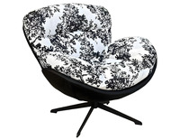 Fauteuil de relaxation pivotant moderne en similicuir, rembourré en éponge, inclinable, avec base métallique, doux et confortable pour salon, appartement, hôtel