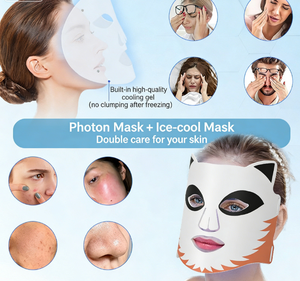 Masque de luminothérapie LED à compresse froide, 276 perles, 3 couleurs (rouge/bleu/infrarouge), spectre 510K, design animal mignon, rajeunissement du visage - Product Image 6