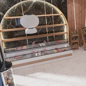 Khung bánh tủ trưng bày hỗn hợp vật liệu tùy chỉnh bằng gỗ bánh trưng bày hiện đại sang trọng bánh trưng bày cho phong cách độc đáo - Product Image 4