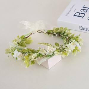 Couronne de fleurs artificielles en soie style bohème pour <span class=keywords><strong>mariée</strong></span>, serre-tête décoratif pour <span class=keywords><strong>coiffure</strong></span> de mariage - Product Image 2