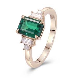 Anneaux de mode en or jaune 18K 14K 10K avec pierres précieuses émeraude certifiées GRC, nouveau design personnalisé, bijoux en or massif, bague de fiançailles pour femmes - Product Image 1
