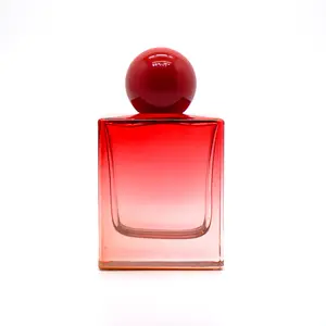 Luxus 50ml ändern rote Farbe flache quadratische leere Glasflasche Parfüm flasche mit Verpackung