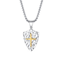 Collier Croix MECYLIFE Créatif Rétro Motif Écorce pour Hommes, Pendentif Tendance en Acier Inoxydable, Accessoire Chrétien Polyvalent