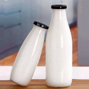 Refillable Clear 200ml 250ml 500ml Round Glass Milk Bottle <strong>1</strong> <strong>Litre</strong> Glass Drinking Bottle With Metal Lid for Juice Milk Beverage - Product Image 4