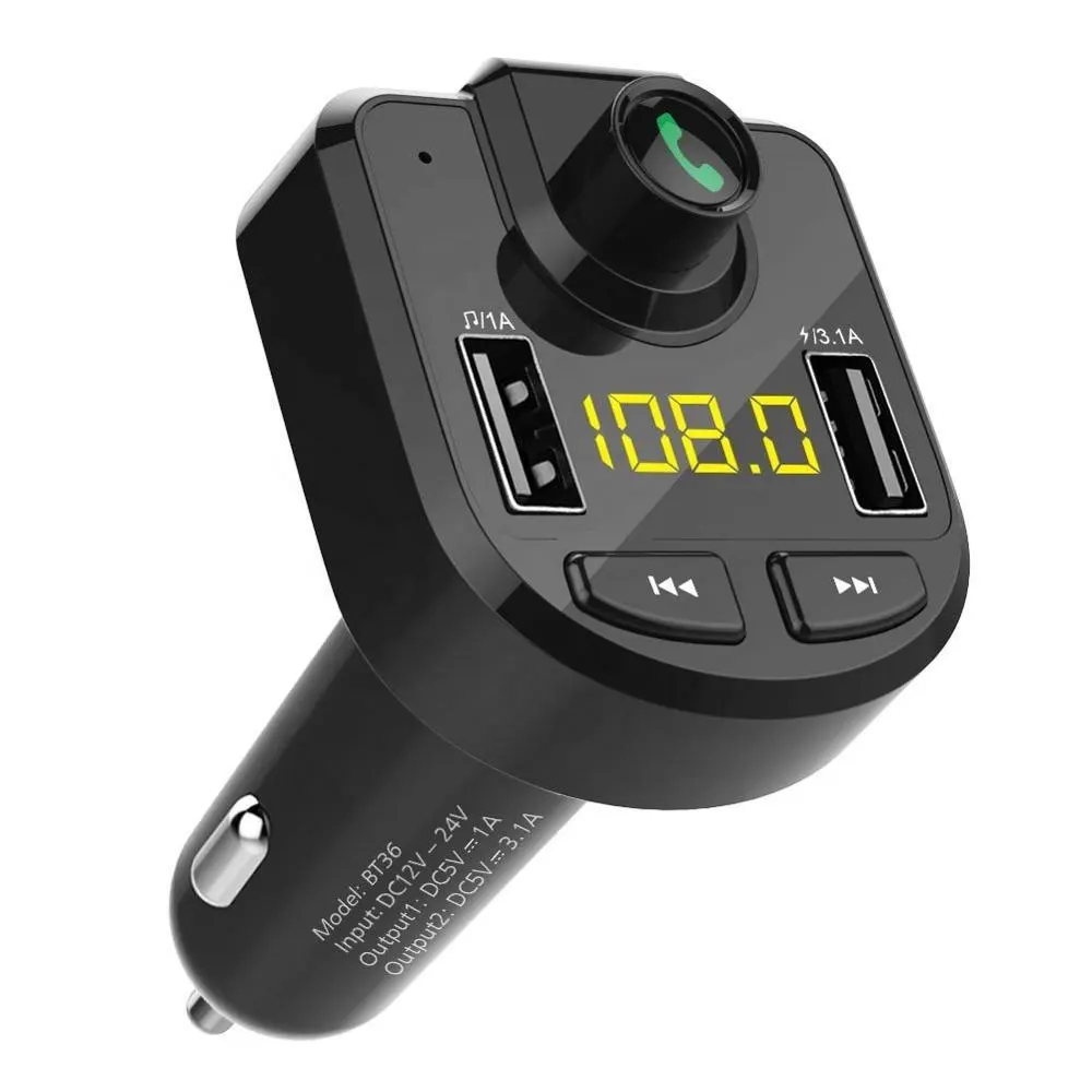 Handsfree Call Car Charger Wireless FM Transmitter Radio Receiver With Dual USB Port Charger for All Smartphones