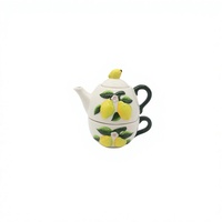 Théière à double paroi en céramique, série Citron, à motifs en relief et peinte à la main, style européen, tasse à café créative, fabriquée au Fujian pour la maison