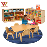 Juego de Muebles Montessori para Aula y Guardería: Mesa y Sillas de Madera Maciza con Almacenamiento para Niños Preescolares y de Aprendizaje
