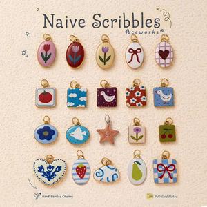 Ciondolo in Acciaio Inox Dipinto a Mano Stile Naif | Placcatura Oro PVD 18K | Impermeabile e Resistente per Creazione Gioielli - Product Image 1