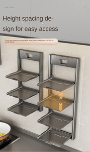 Suction Cup Multi-Layer Vegetable <b>Rack</b> <b>Kitchen</b> Storage Wall Mounted Foldable Multifunctional Modern Household Side Dish Tray - Product Image 6