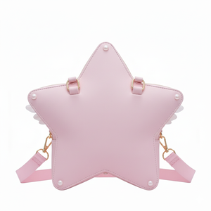 Sac Ita en cuir PU rose étoile scintillante, mignon et kawaii, avec ailes d'ange, pour cosplay et événements à thème - Product Image 2