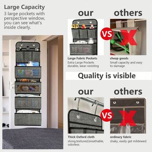 Over the Door Baby Clothing Organizer with 4 Large Pockets 3 <b>Mini</b> Pockets Foldable Design and Iron Hooks - Product Image 6