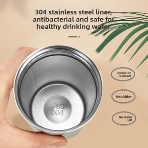 Tazza <span class=keywords><strong>da</strong></span> Caffè in Acciaio Inox a Doppia Parete Personalizzabile 350ml 450ml <span class=keywords><strong>con</strong></span> Coperchio e Corda per Ufficio e Viaggio - Product Image 4