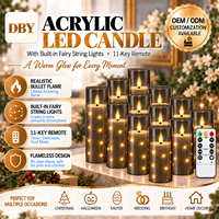 Bougie LED électronique à télécommande avec coque en acrylique, guirlande lumineuse avec minuterie pour Halloween, Pâques, Noël