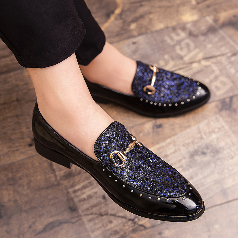 blue and gold dress shoes The Imperial Navy Blue & Gold Leather Men Dress Shoe Dress Shoes