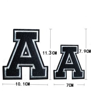 Nouveau patch thermocollant brodé intégral de 11,3 cm/7,9 cm avec logo lettre noire pour la décoration de vêtements et de chapeaux - Product Image 1