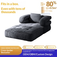 Fauteuil inclinable moderne en tissu, pliable, pour une personne, avec compression sous vide et particules d'éponge, pour salon et rangement domestique