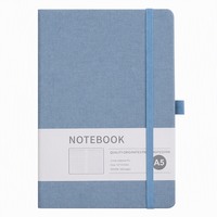 Carnet A5 à couverture rigide avec élastique, papier quadrillé, bleu clair, journal personnalisé, carnet de bord
