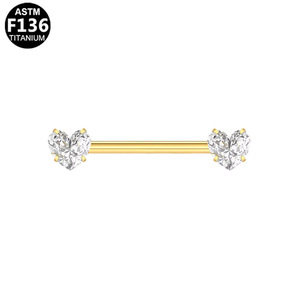 Anneau de téton papillon en titane 16 mm avec zircon serti à griffes, bijou de piercing pectoral pour femme, cadeau, ASTM F136 - Product Image 4