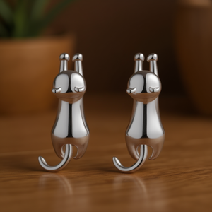 Orecchini a perno con simpatici cartoni animati in lega d'argento tibetano, gioielli unisex da regalo, colore oro bianco, design alla moda - Product Image 2