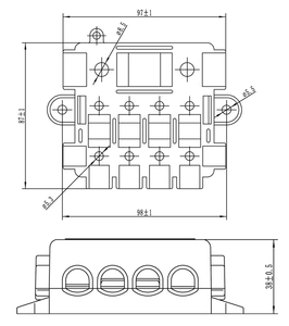 Portafusibili Mega a 5 Vie, Base Fusibili 12V/24V DC, Pannello di Distribuzione per Auto - Product Image 5