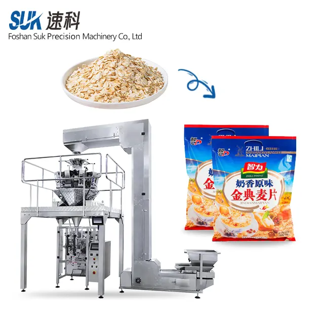 Tahıl ürünleri için SUK otomatik tartım mısır pul mısır yemek paketleme makinesi
