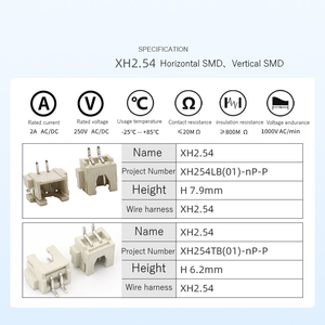 Conector XH2.54 Vertical/Horizontal SMD de Alta Resistencia a la Temperatura, Terminal de Montaje Superficial, 2P/3P, Paso de 2.54mm - Product Image 5