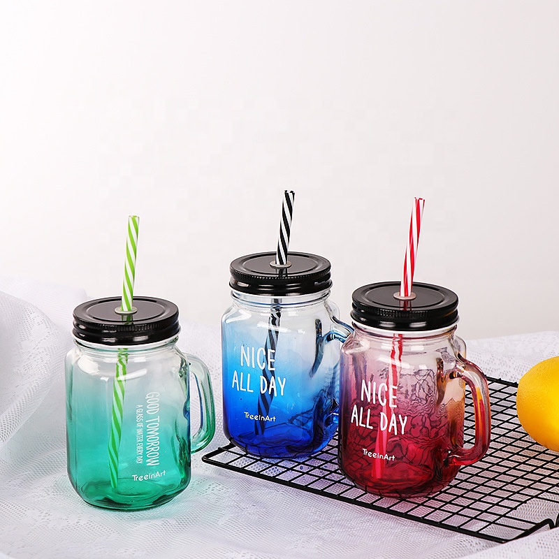 Bicchieri in vetro con coperchi e cannucce da 18oz, bicchieri per caffè