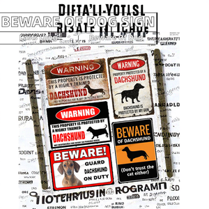 Placa Metálica Vintage de 20x30 cm con Diseño de Perro Salchicha, Letrero de Advertencia Pintado con Serigrafía para Exteriores - Product Image 2