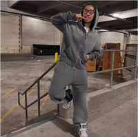 Ensemble de survêtement épais pour homme, personnalisé OEM, en tissu 500 g/m², délavé à l'acide, avec sweat à capuche zippé et pantalon de survêtement, coupe oversize