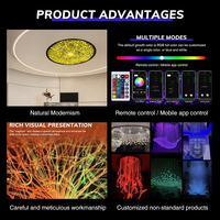 Lampe de plafond circulaire en maille personnalisée pour projet commercial, fibre optique PMMA, décoration de réception d'hôtel, éclairage LED de plafond
