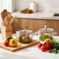 Vente en gros usine : Couvercle de cocotte en verre borosilicate de haute qualité, moderne, écologique, à double poignée, compatible lave-vaisselle, pour cuisinière à gaz, design attrayant