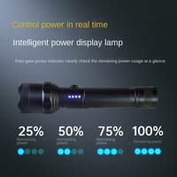 Linterna LED Láser Recargable de Aluminio, Súper Brillante, Largo Alcance 200-300m, Haz de Luz, Resistente al Agua IP65, Carga USB Tipo-C, Ajustable