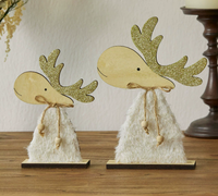 Ornements de wapiti en bois de Noël Ornements de fenêtre Cadeaux Décorations de renne de Noël