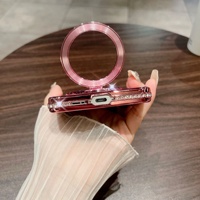 Coque arrière en TPU souple transparente antichoc avec placage de luxe et paillettes, avec béquille magnétique pour Samsung Galaxy A16 A26 A36