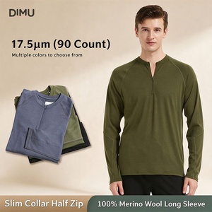 <span class=keywords><strong>DIMU</strong></span> Langarm-T-Shirt 100% Merinowolle Schnelltrocknend Feuchtigkeitsableitend Viertelreißverschluss Slim Fit Herren Wander- und Outdoor-Sport-Kletteroberteil - Product Image 1